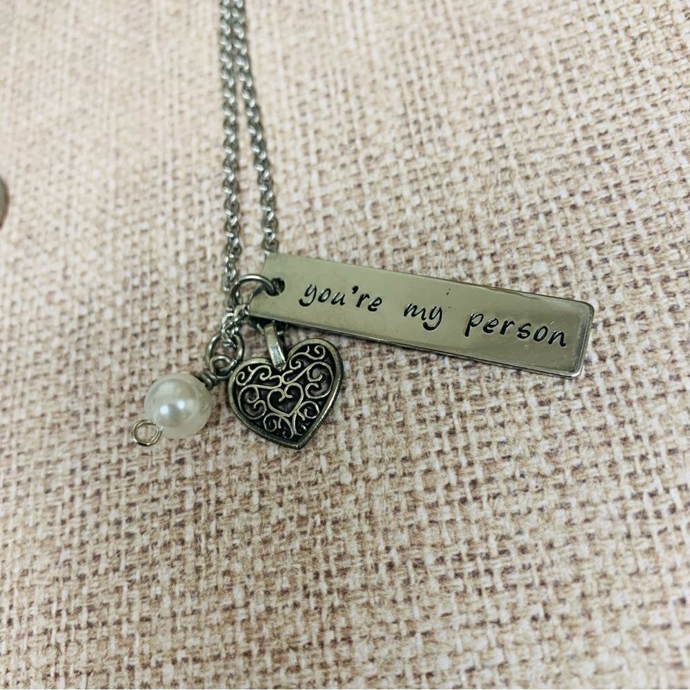Dainty You’re‎ My Person Heart Pearl Charm Necklace